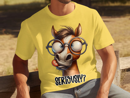 Funny Cartoon Horse with Glasses T-Shirt Seriously?