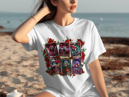 Gothic Tarot Illustrated Graphic Tee for Beach Days