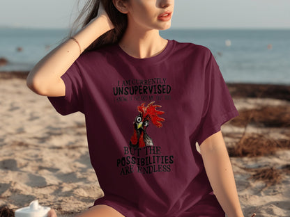 I Am Currently Unsupervised Funny Rooster t-shirt