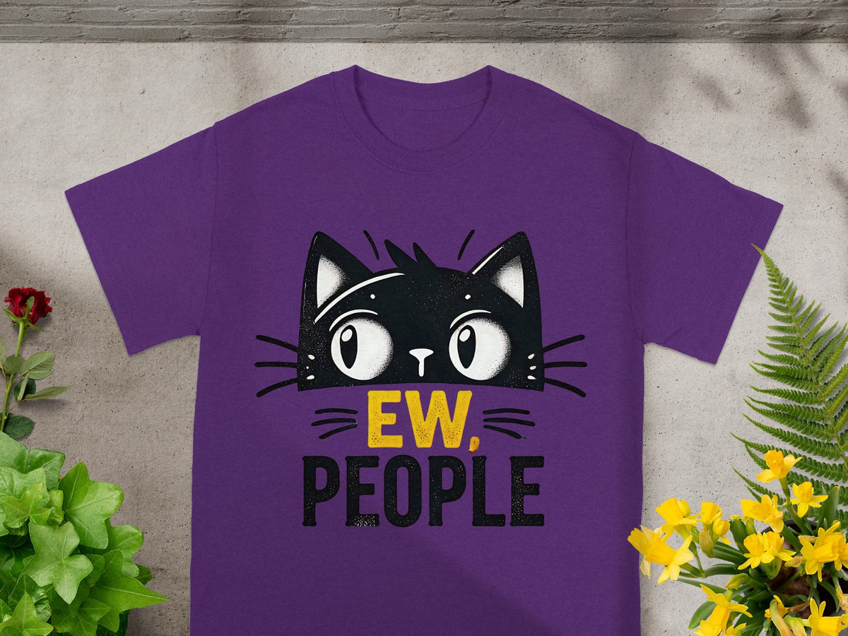 EW People Funny Cat Design Graphic T-Shirt