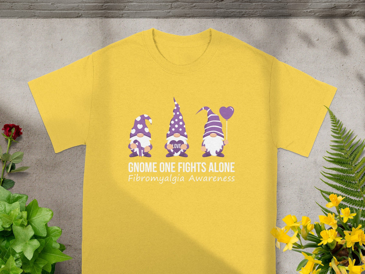 Gnome One Fights Alone Fibromyalgia Awareness Shirt