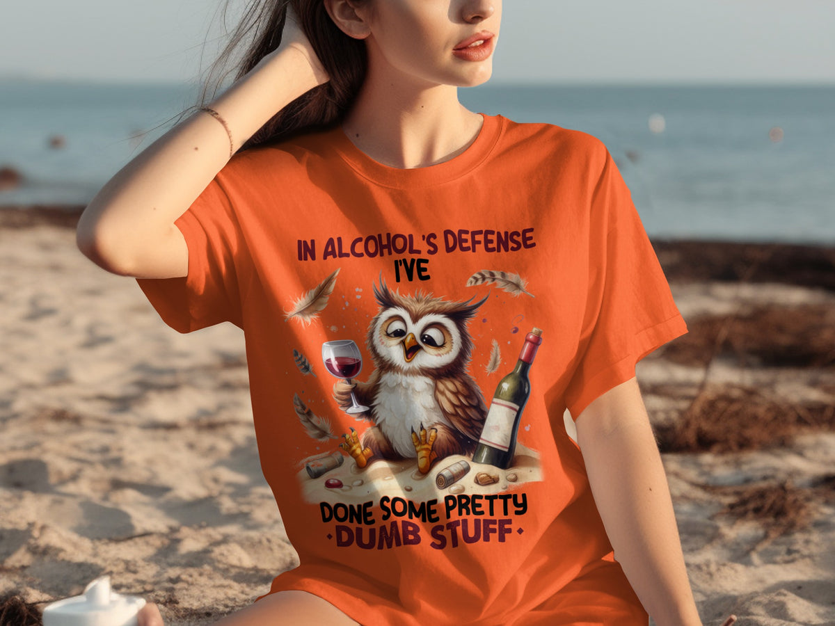 In Alcohol's Defense Owl Humorous Graphic Tee
