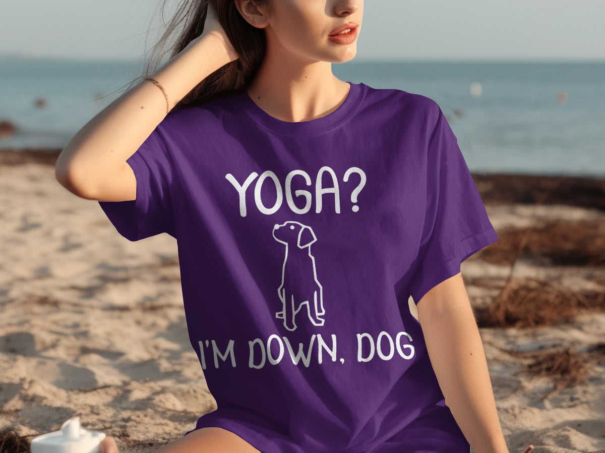 Yoga I'm Down Dog Funny Graphic Printed T-shirt