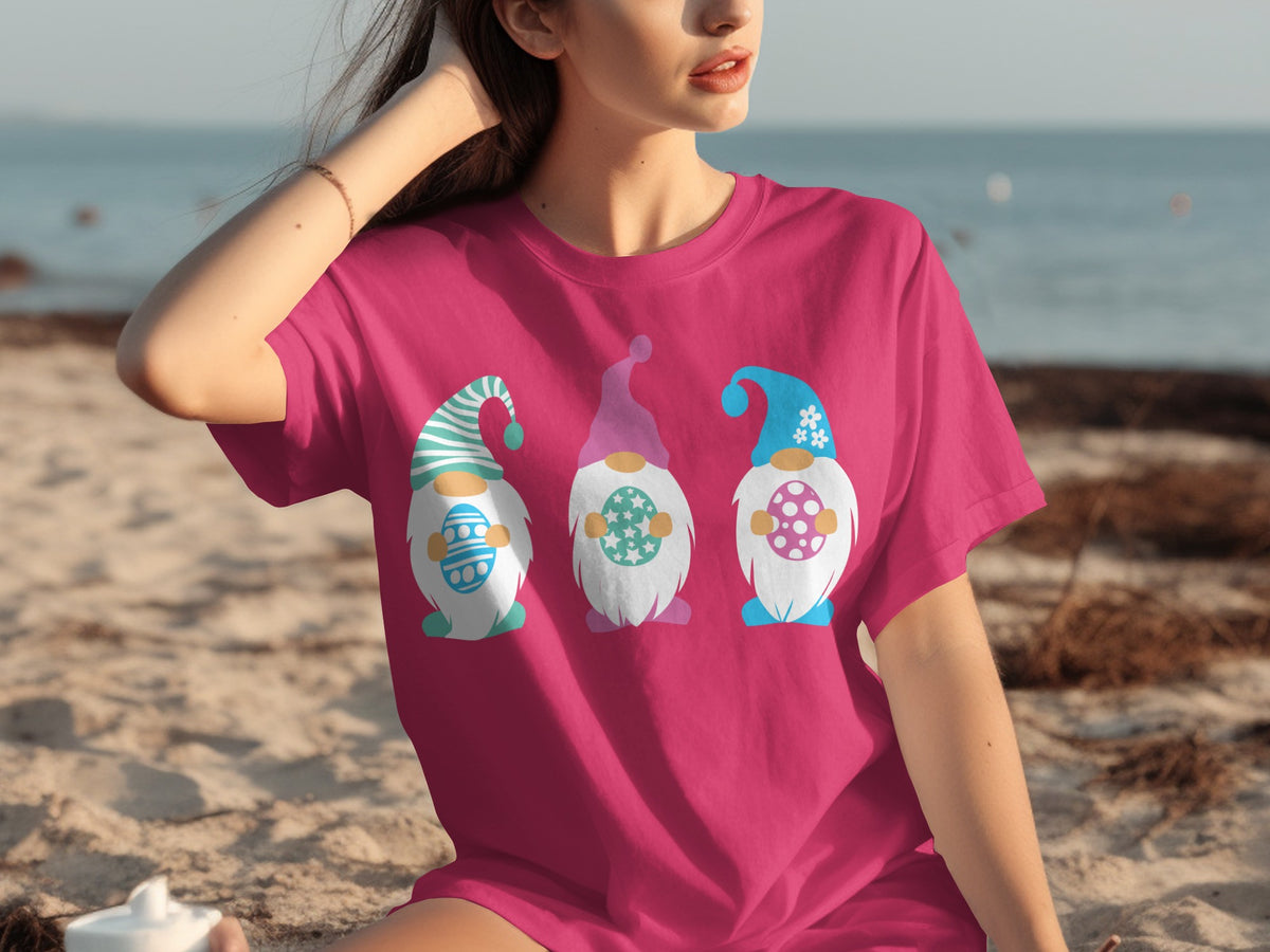 Colorful Gnome Easter Egg Graphic Tee Shirt