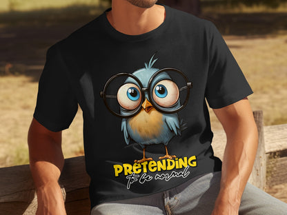 Cute Blue Bird with Glasses Pretending To Be Normal Shirt