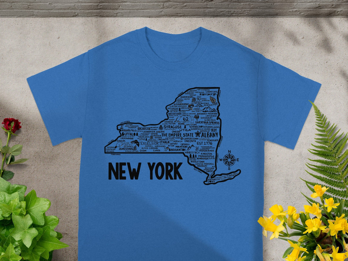 New York State Map Shirt New York Souvenir T-Shirt