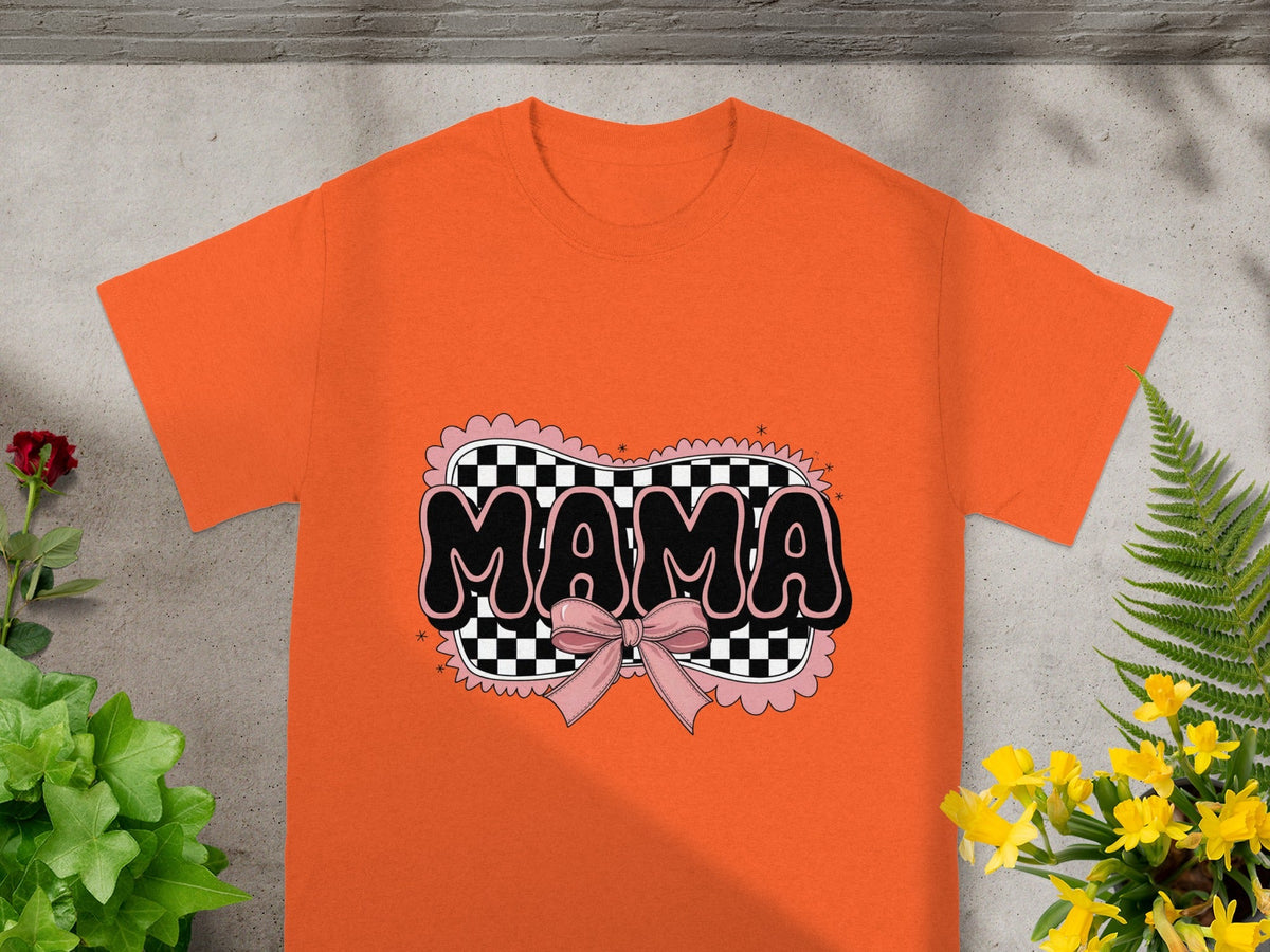 Colorful Mama Graphic Checkered Bow T-Shirt