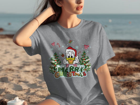 Funny Christmas Shirt with Cartoon Character Holiday Tee