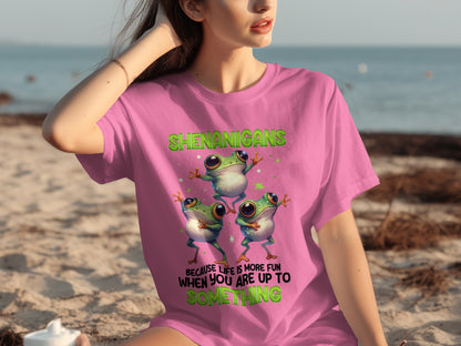 Shenanigans Frog Fun Graphic Tee for Up to Something