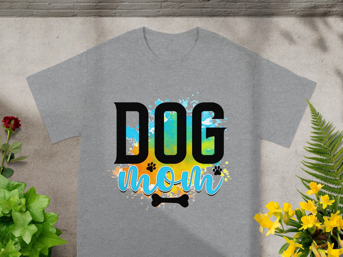 Colorful Dog Mom Graphic Design T-shirt for Pet Lovers