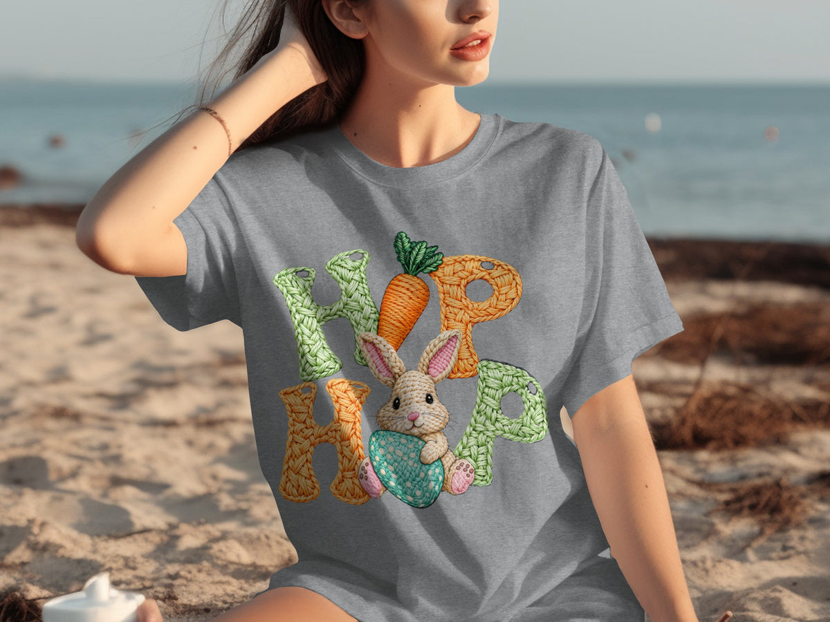 Cute Hop Hop Bunny Carrot Graphic T-Shirt