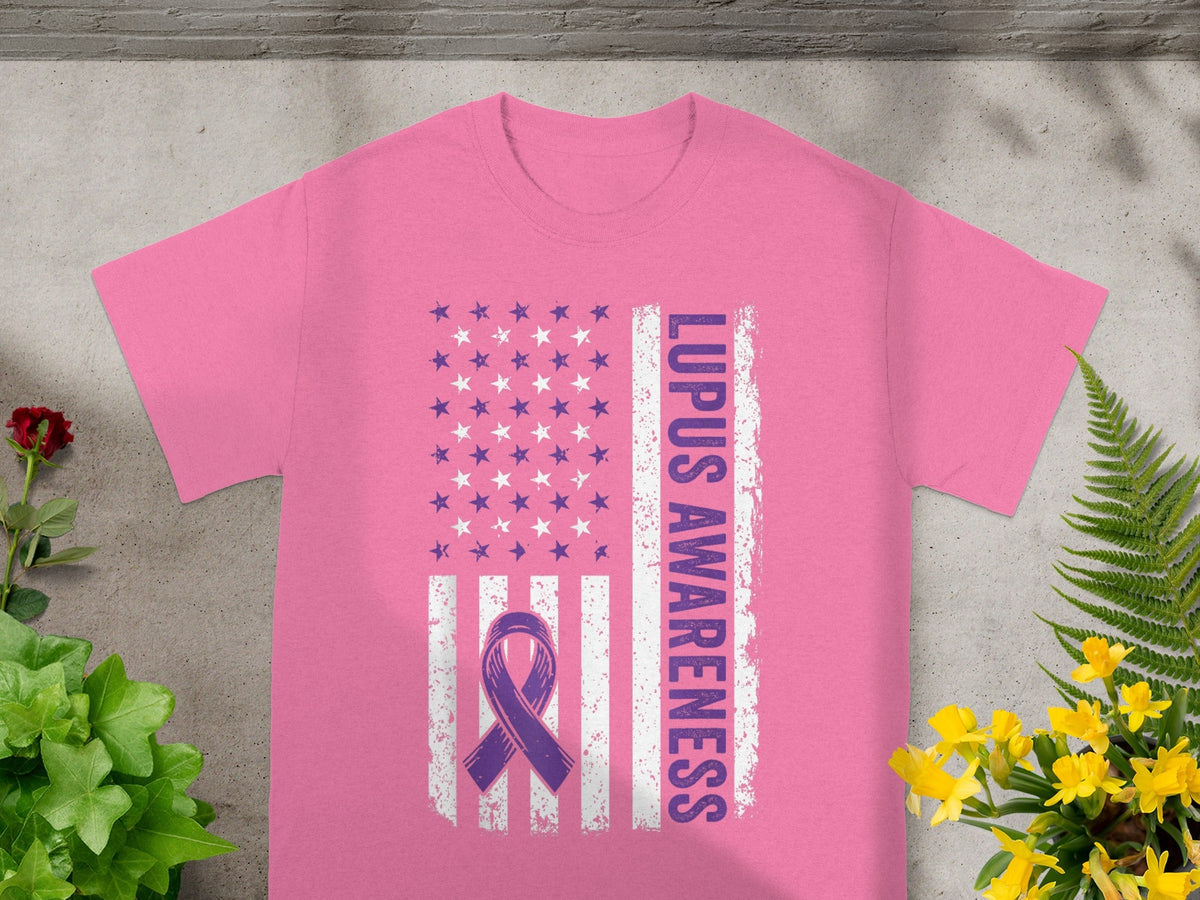 Lupus Awareness American Flag Ribbon T-Shirt