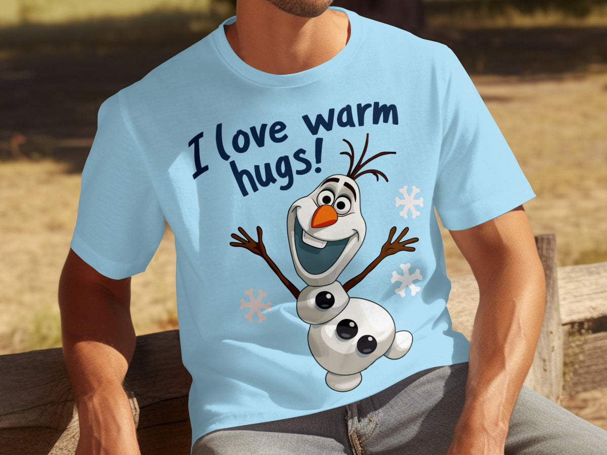 I Love Warm Hugs Adorable Cartoon Snowman T-Shirt