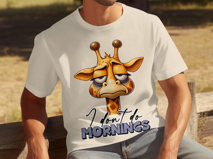 I Don't Do Mornings Funny Giraffe Graphic T-shirt