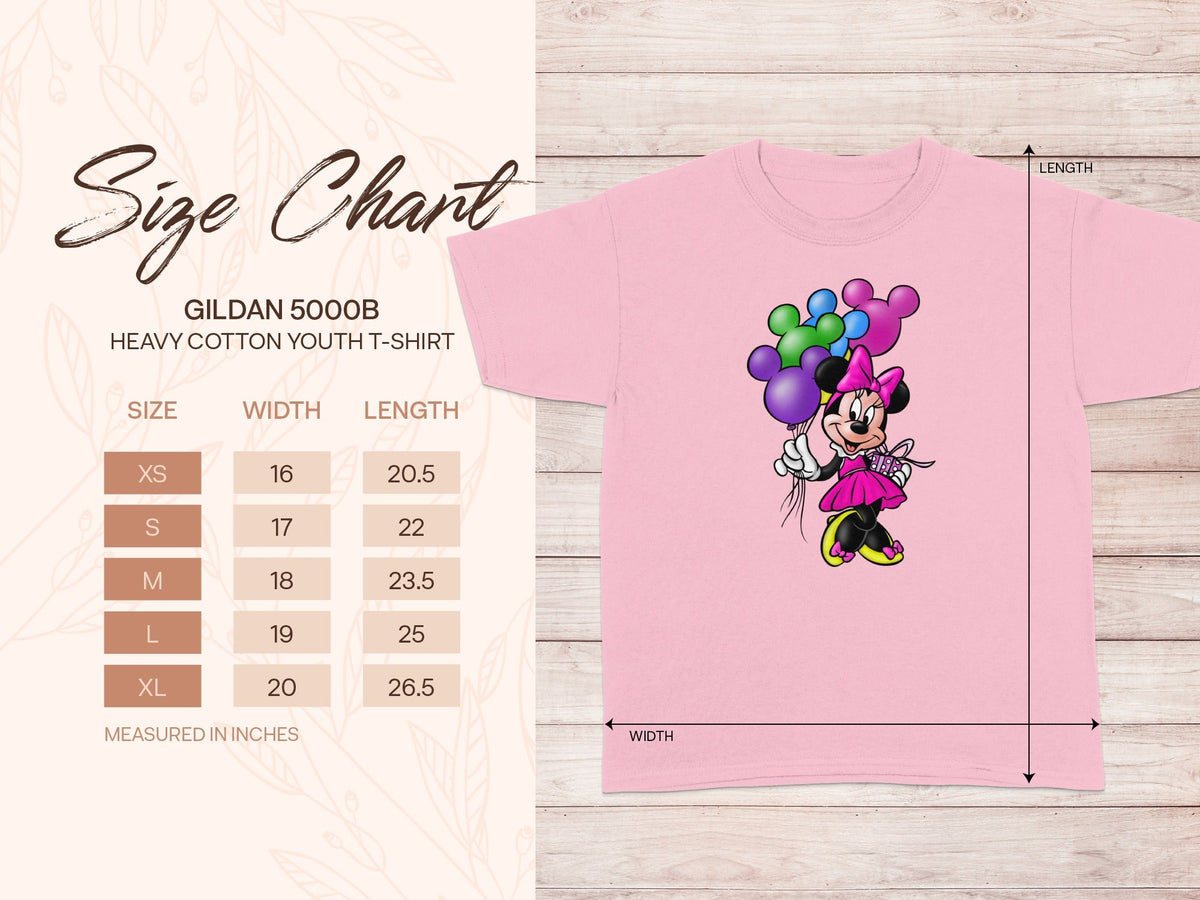 Gildan 5000B Youth T-Shirt Minnie Mouse Balloons pink product type