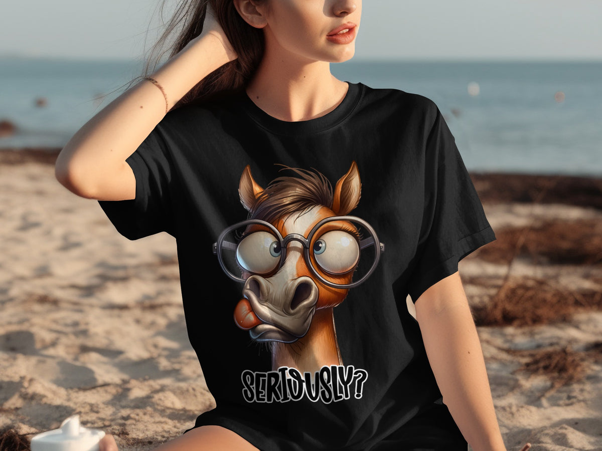 Funny Horse with Glasses Seriously? T-shirt