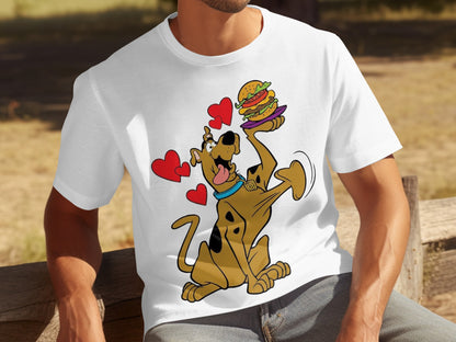 Heart Eyes Scooby Doo Eating Burger Shirt