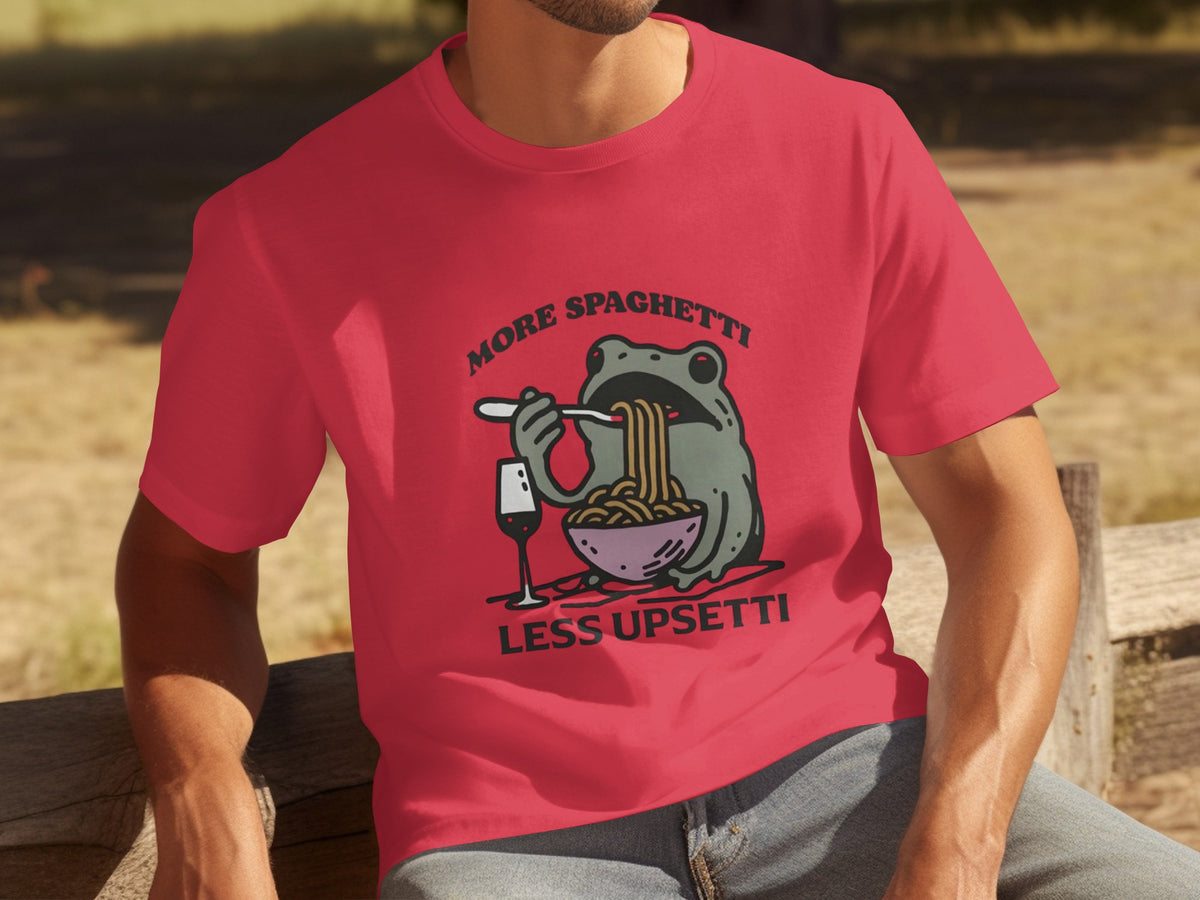 More Spaghetti Less Upsetti Funny Frog T-Shirt