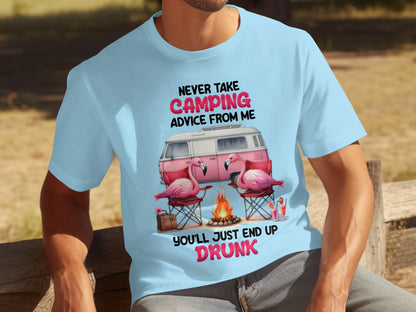 Never Take Camping Advice From Me Flamingo T-shirt