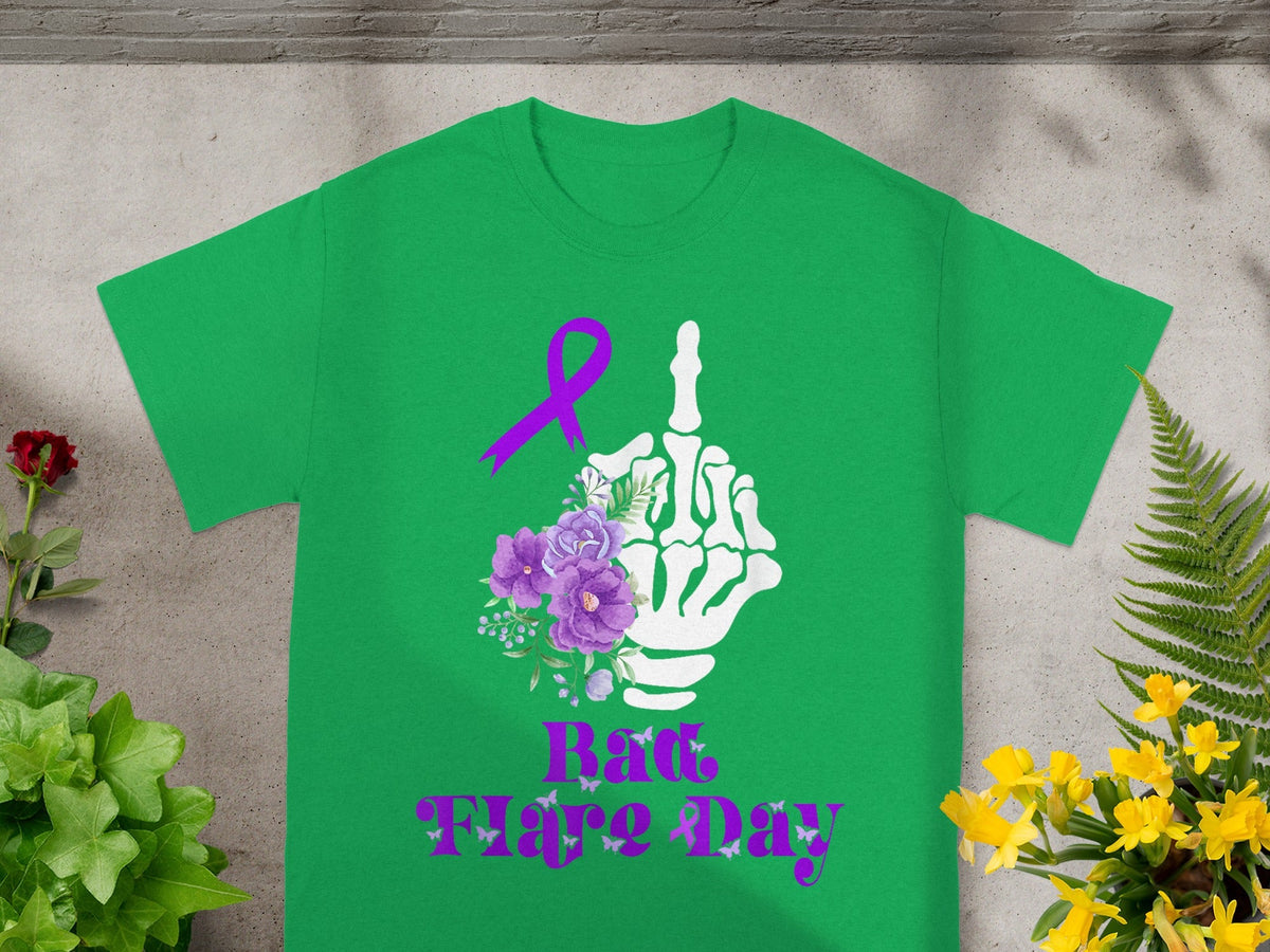Bad Flare Day Skeleton Middle Finger Graphic Tee
