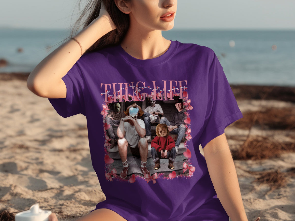 Unique Thug Life Graphic Tee with Iconic Characters