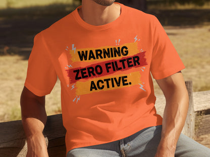 Warning Zero Filter Active Graphic T-shirt for Casual Wear
