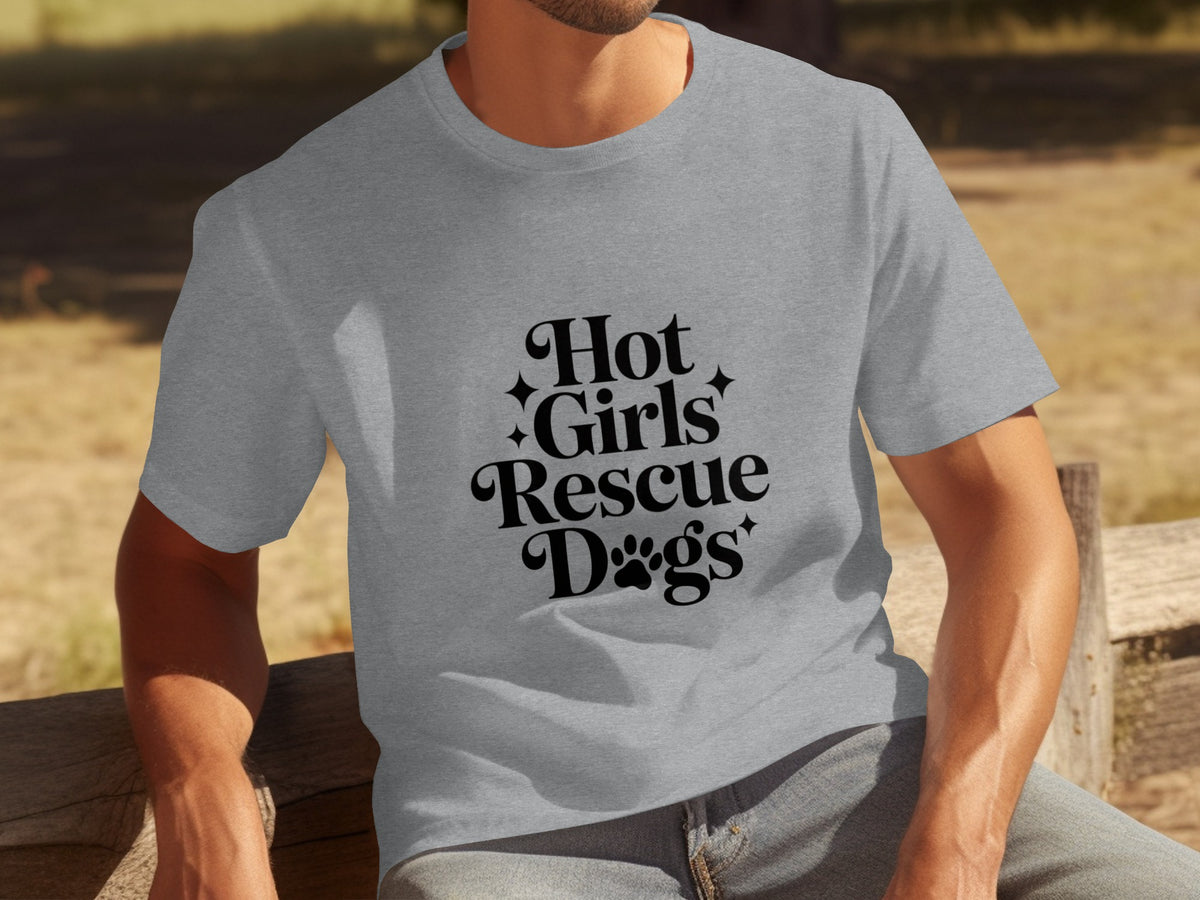 Hot Girls Rescue Dogs Graphic Print T-shirt