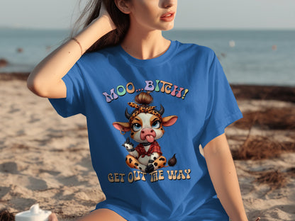 Funny Moo Bitch Get Out The Way Graphic T-Shirt