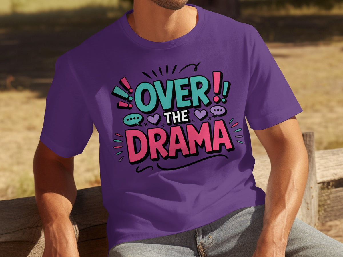 Over The Drama Graphic Purple Tee Shirt