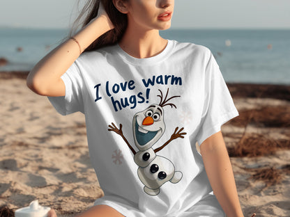 I Love Warm Hugs Snowman Graphic T-shirt