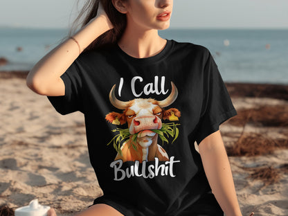 I Call Bullshit Cow Graphic Tee Shirt Casual Design