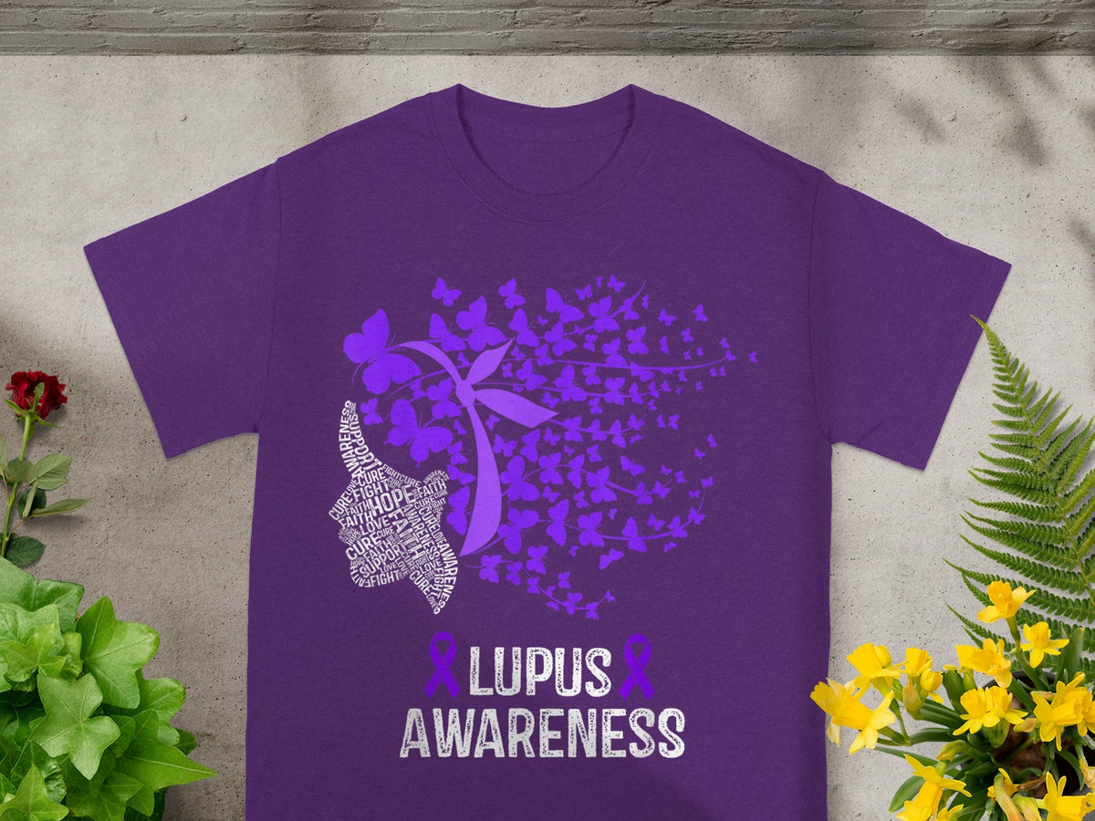 Lupus Awareness Butterfly Design Purple T-shirt