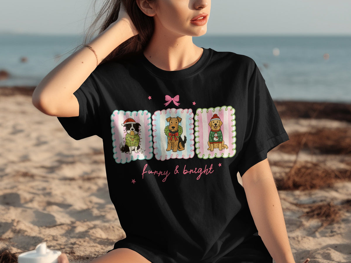 Funny & Bright Cute Cartoon Dogs Print T-shirt