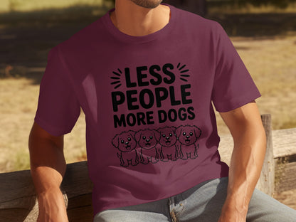 Less People More Dogs with Cute Puppy Design Shirt