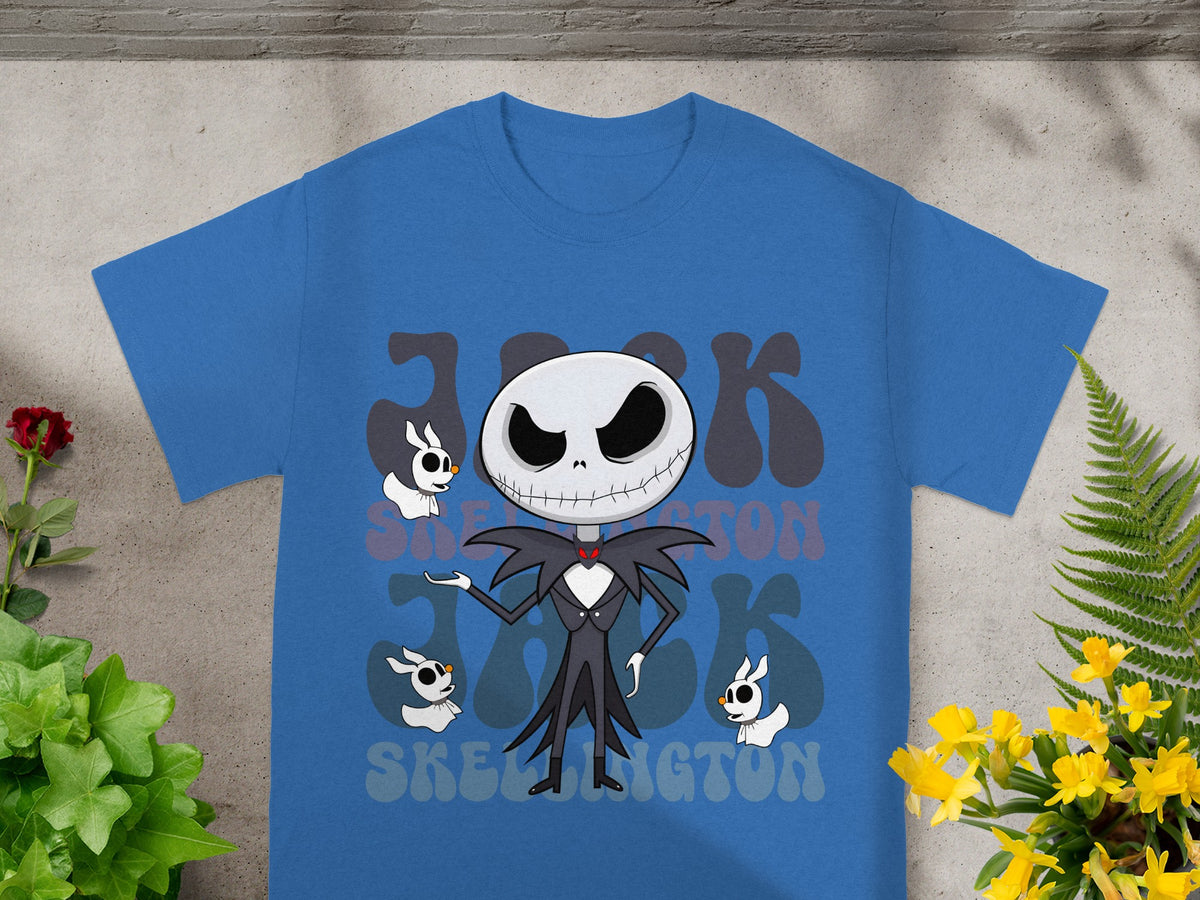 Blue t-shirt with Jack Skellington and "Jack Skellington" text.