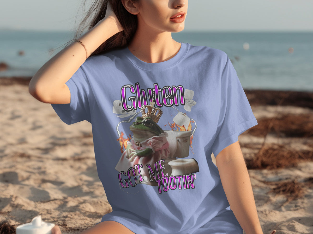 Gluten Got Me Tootin' Funny Frog T-shirt