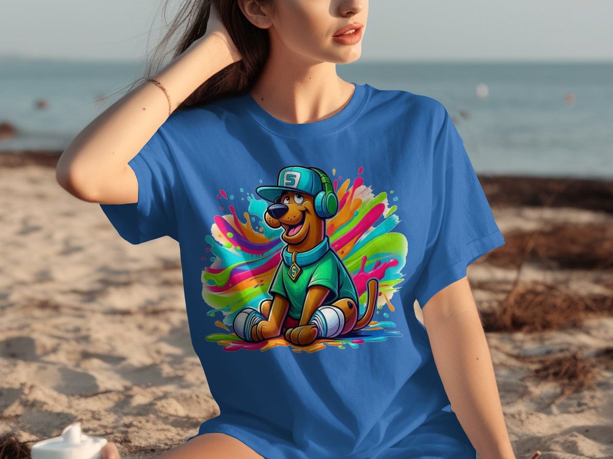 Vibrant and Colorful Relaxed Dog Art T-Shirt