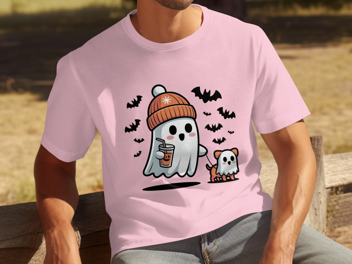 Cute Ghost and Puppy with Boba Halloween T-shirt