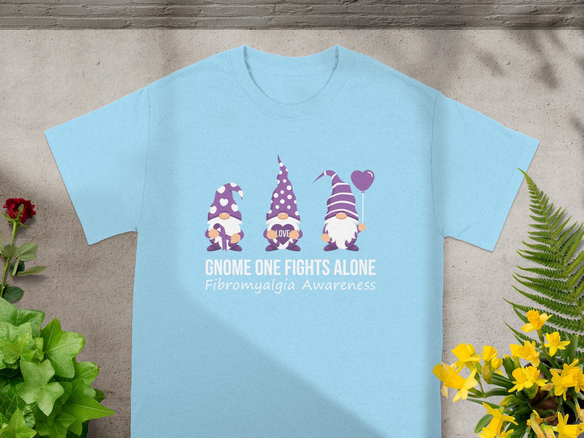 Gnome One Fights Alone Fibromyalgia Awareness Shirt
