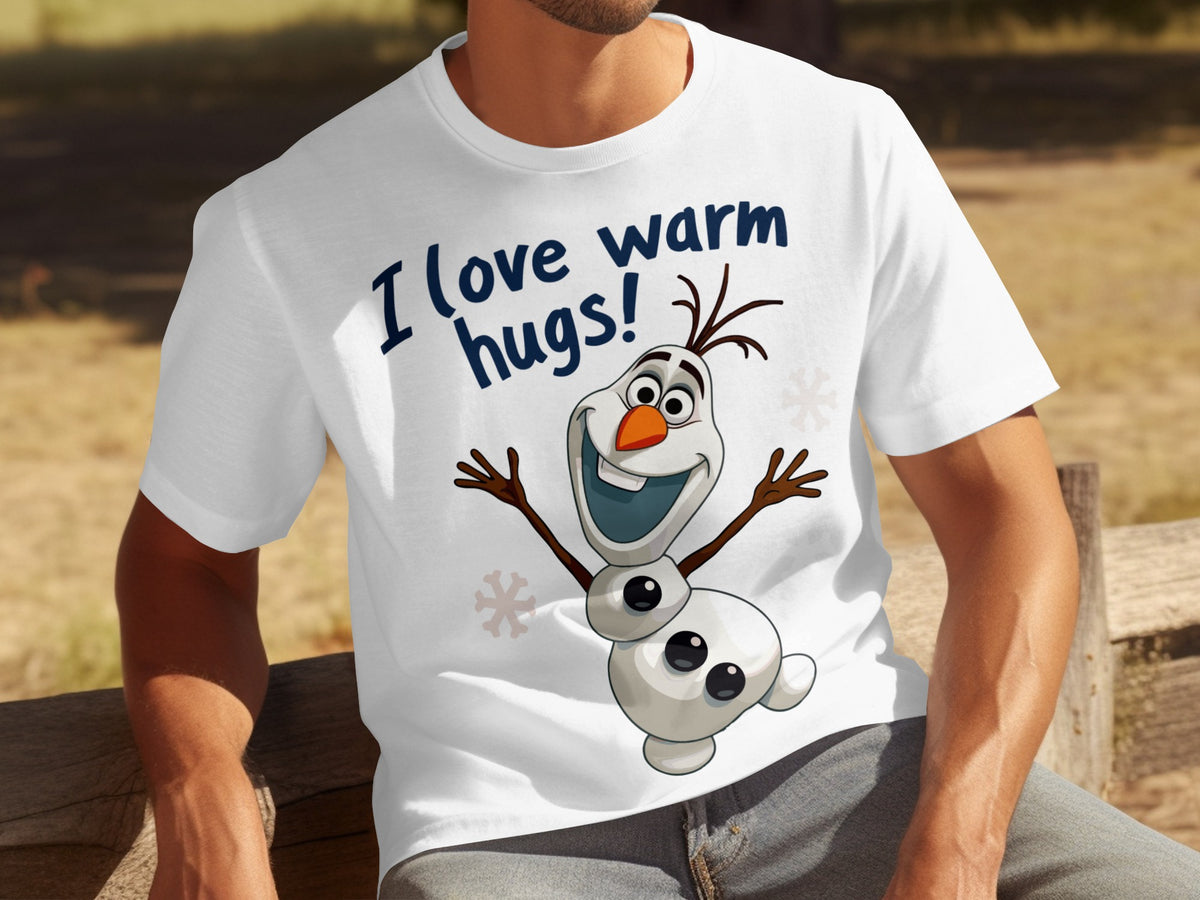 I Love Warm Hugs Funny Snowman White T-Shirt