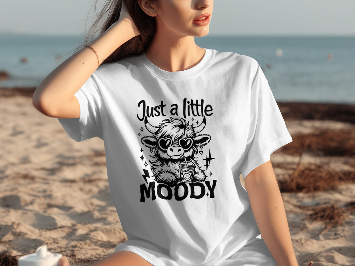 Just a Little Moody Cute Cow Graphic T-shirt