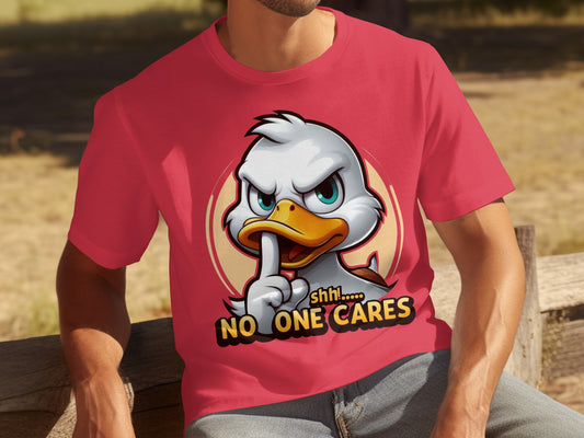 Shhh No One Cares Graphic Duck T-shirt For Casual Wear