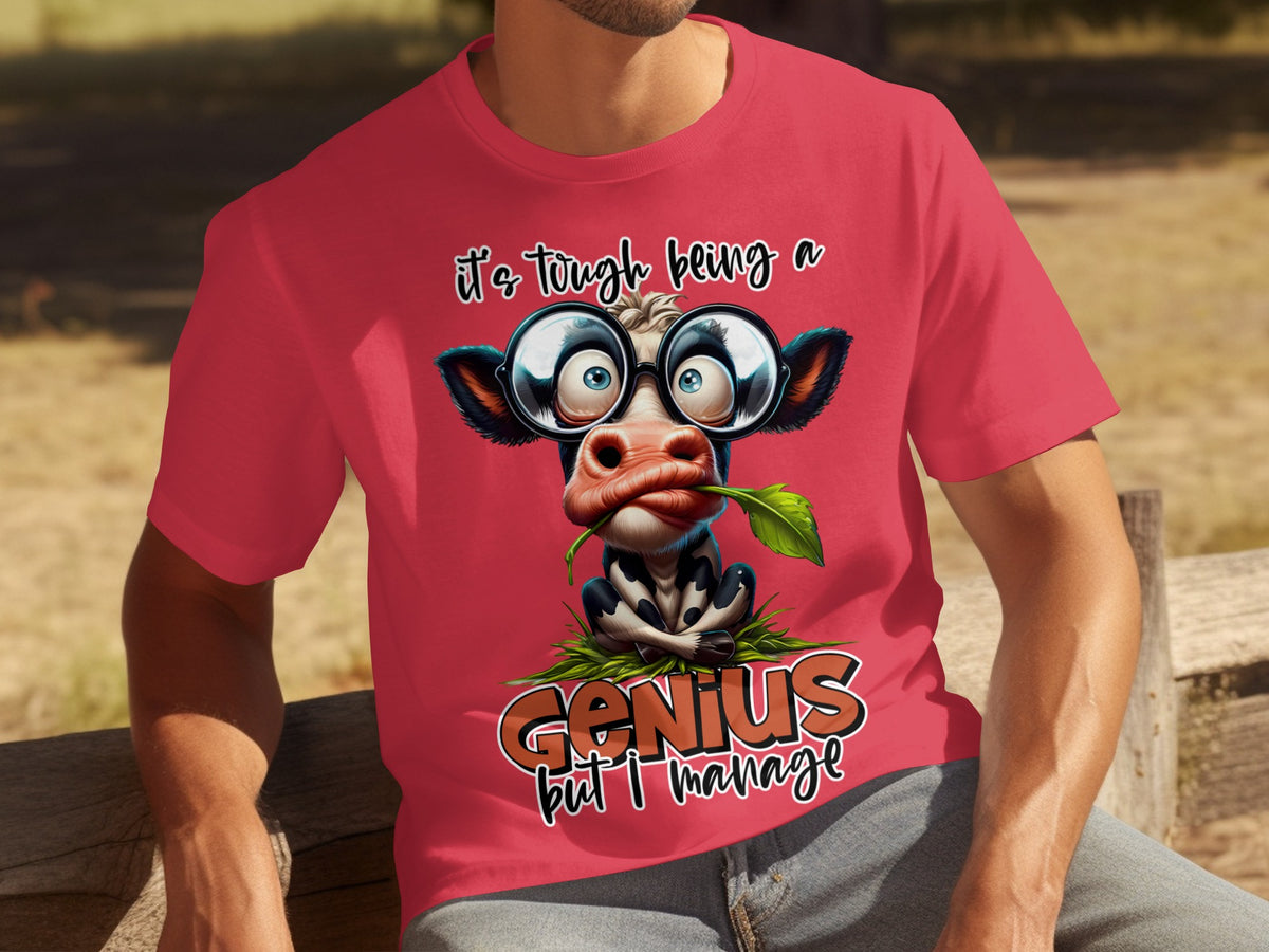 Funny Cow with Glasses Genius But I Manage Shirt