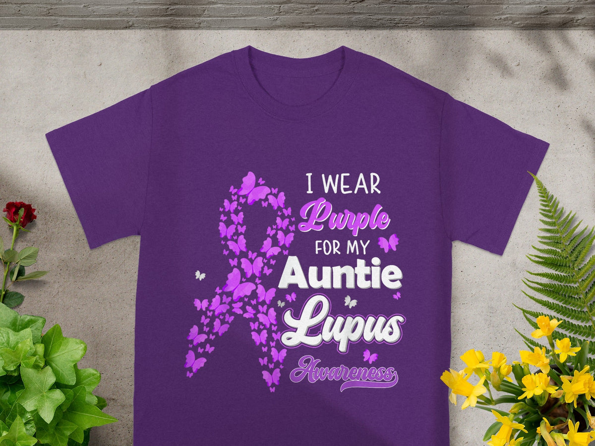 I Wear Purple Auntie Lupus Awareness Support Shirt