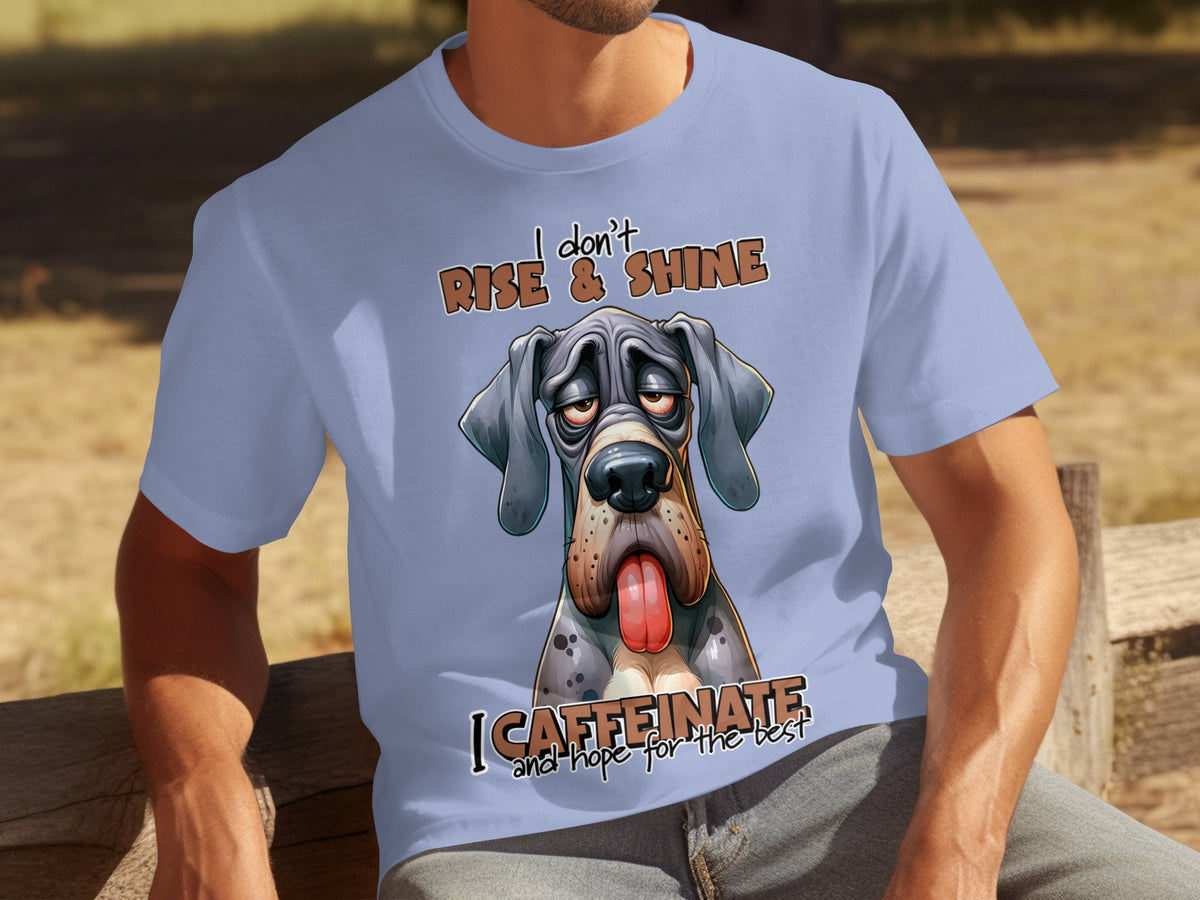 I Don't Rise and Shine I Caffeinate Funny Dog Shirt