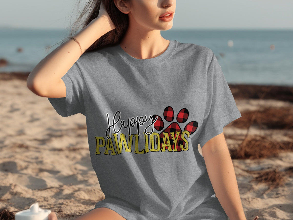 Happy Pawlidays Graphic T-Shirt for Dog Lovers