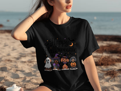 Happy Halloweenie Design Dog Halloween Shirt