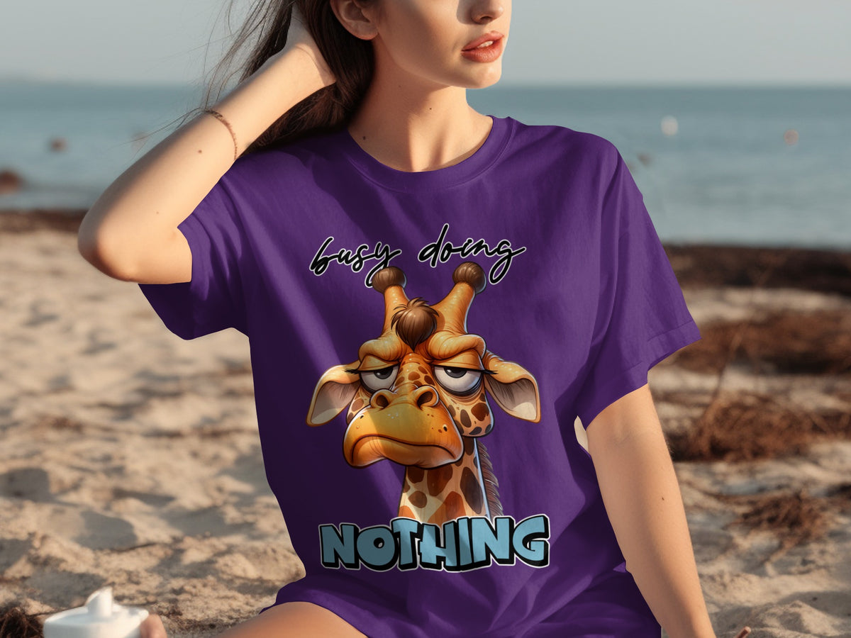 Busy Doing Nothing Lazy Giraffe Cartoon Shirt