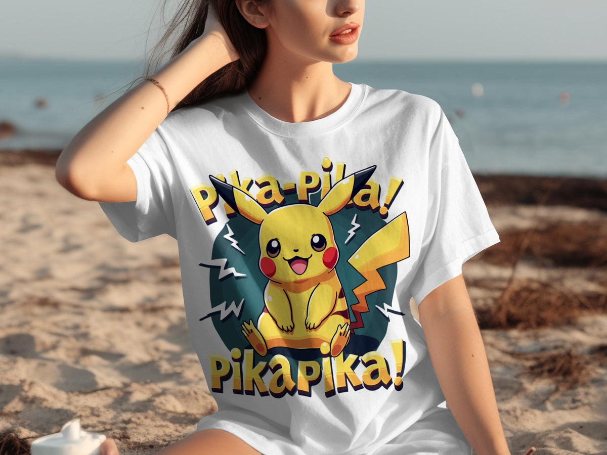 Pika Pika Pikachu Graphic White T-Shirt