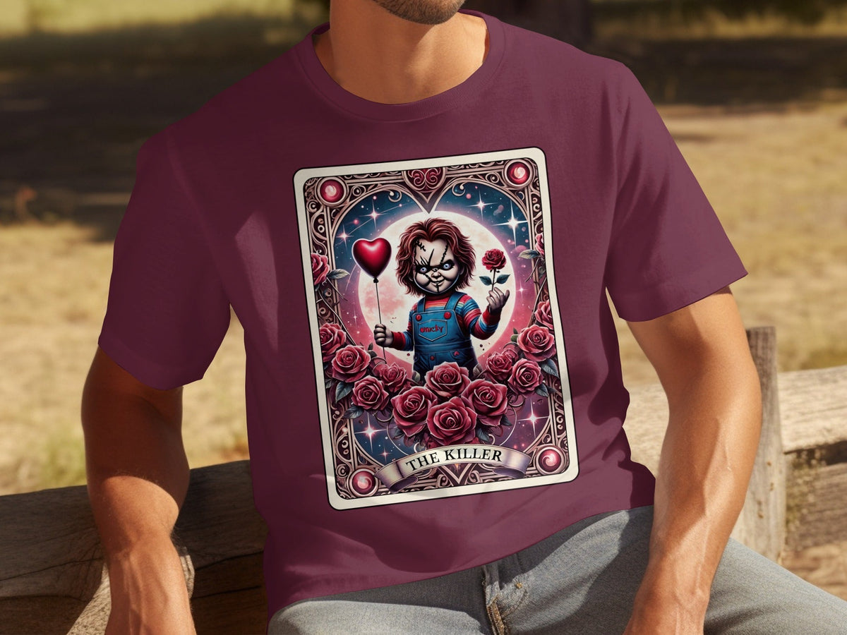 Chucky The Killer Rose Heart Card Men's T-Shirt